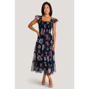 Baltic Born Clementine Tulle Midi Dress | Navy Floral Size MM